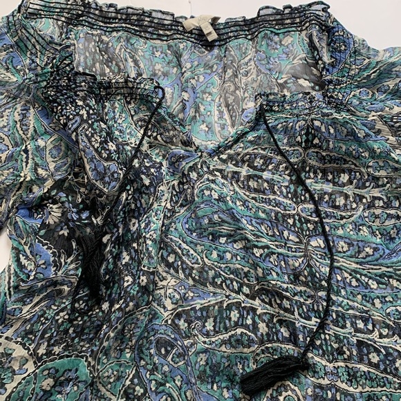 JOIE Parisian Paisley Blue Sheer Top Size X-Small - Picture 4 of 6
